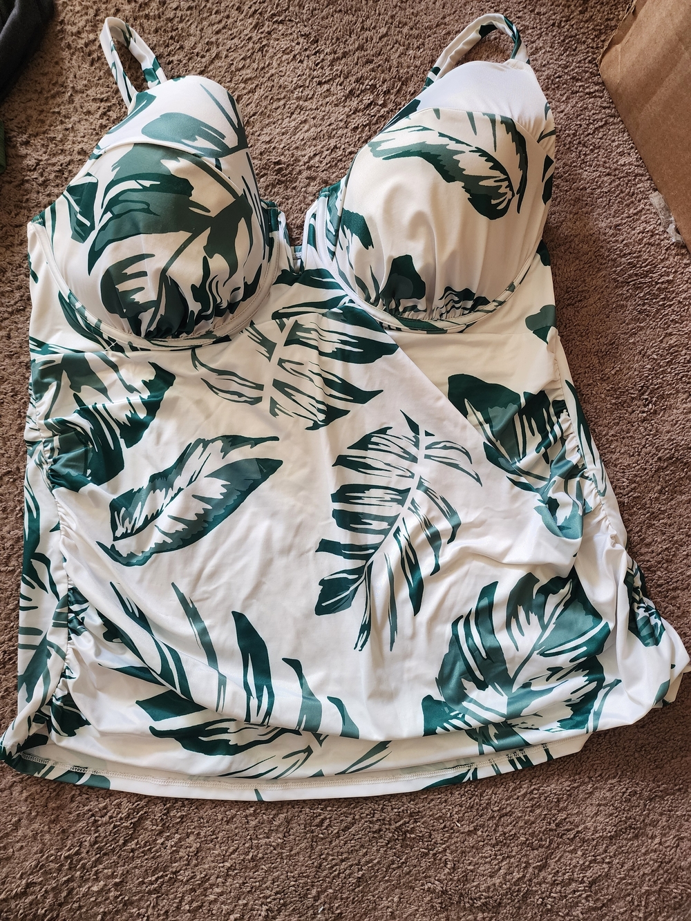Green Leaf Print Tankini Top And Bottom